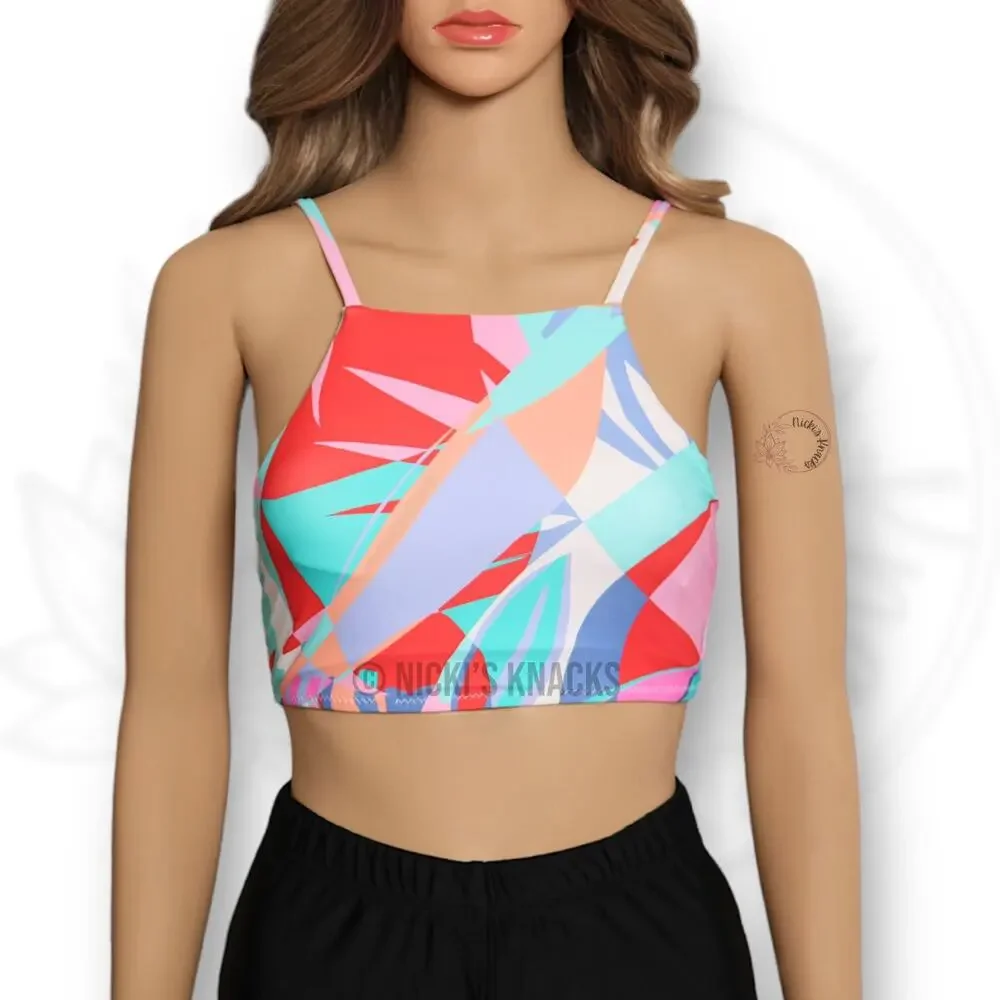 Raisins Kaori Square Neck Bikini Top Multicolor Strappy Back Swimwear Size XS